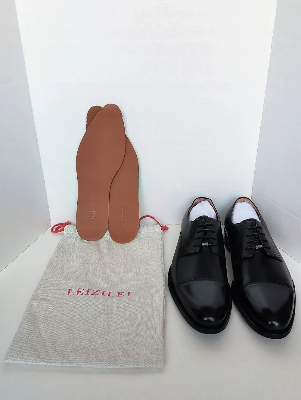 New w/Dust Bag Leizilei Genuine Cowhide Leather Lace-Up Derby Dress Oxfords